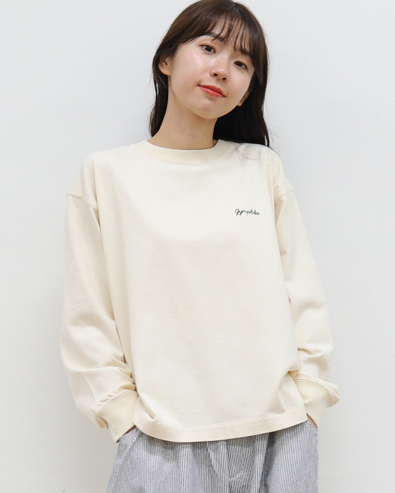 ［GYMPHLEX］ハイゲージコットン刺繍長袖Tシャツ