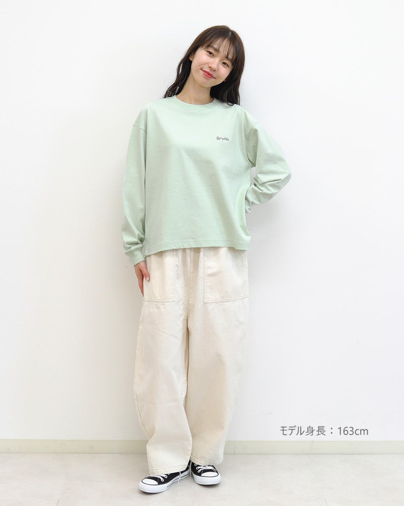 ［GYMPHLEX］ハイゲージコットン刺繍長袖Tシャツ
