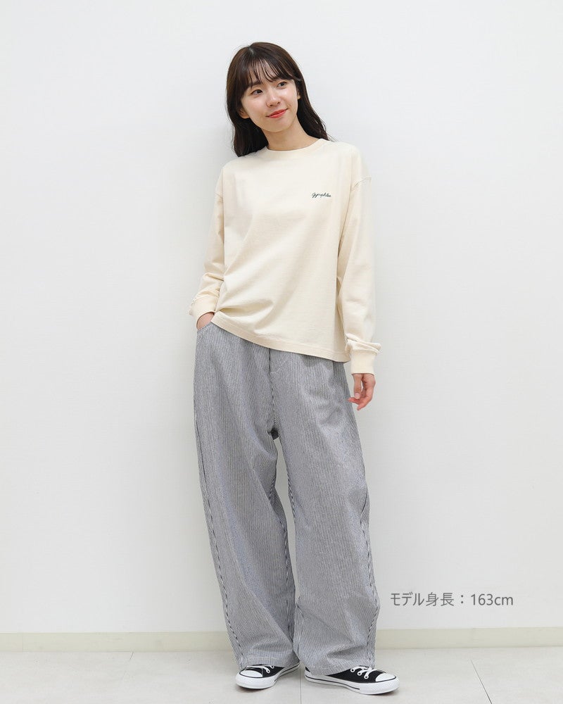 ［GYMPHLEX］ハイゲージコットン刺繍長袖Tシャツ