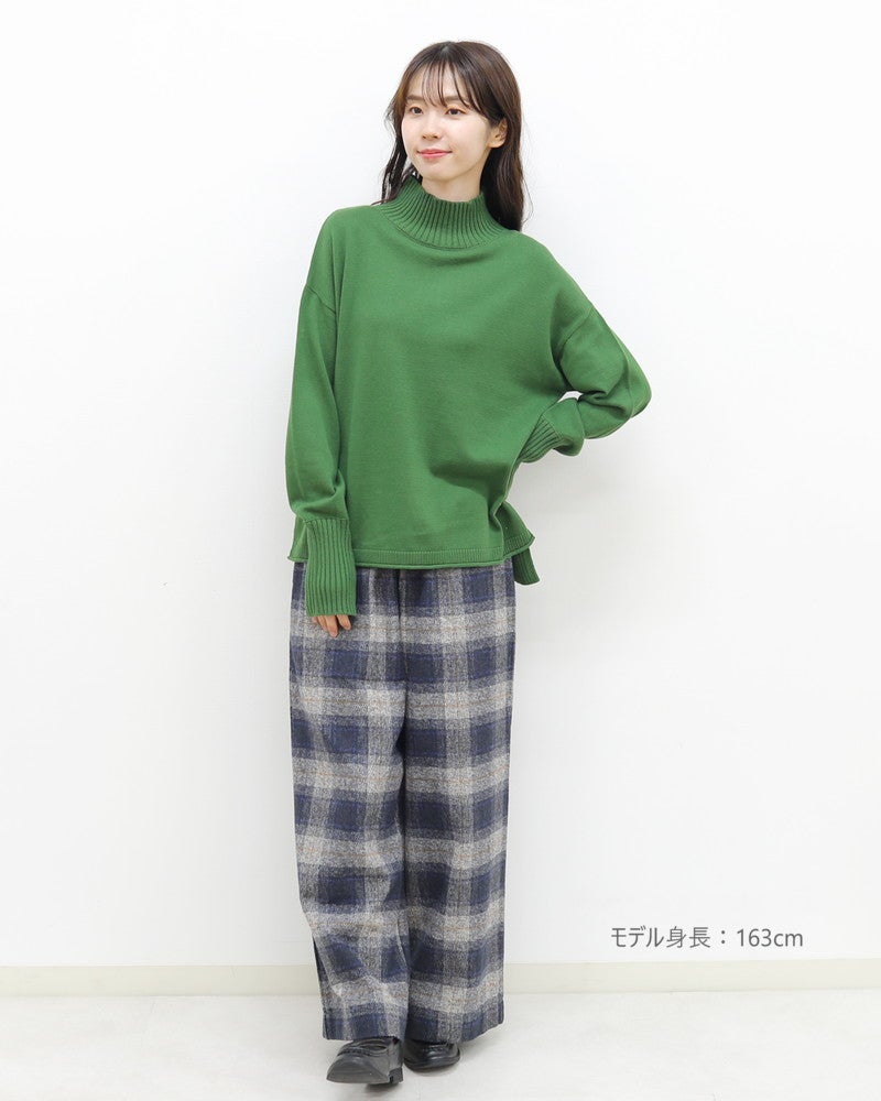 ［mao made］やわらかコットンリブハイネックプルオーバー