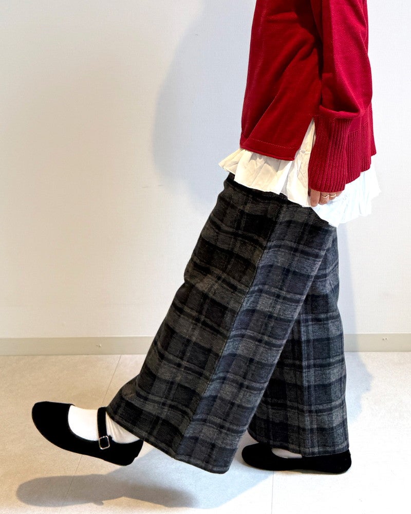 ［mao made］表微起毛コットンチェックパンツ