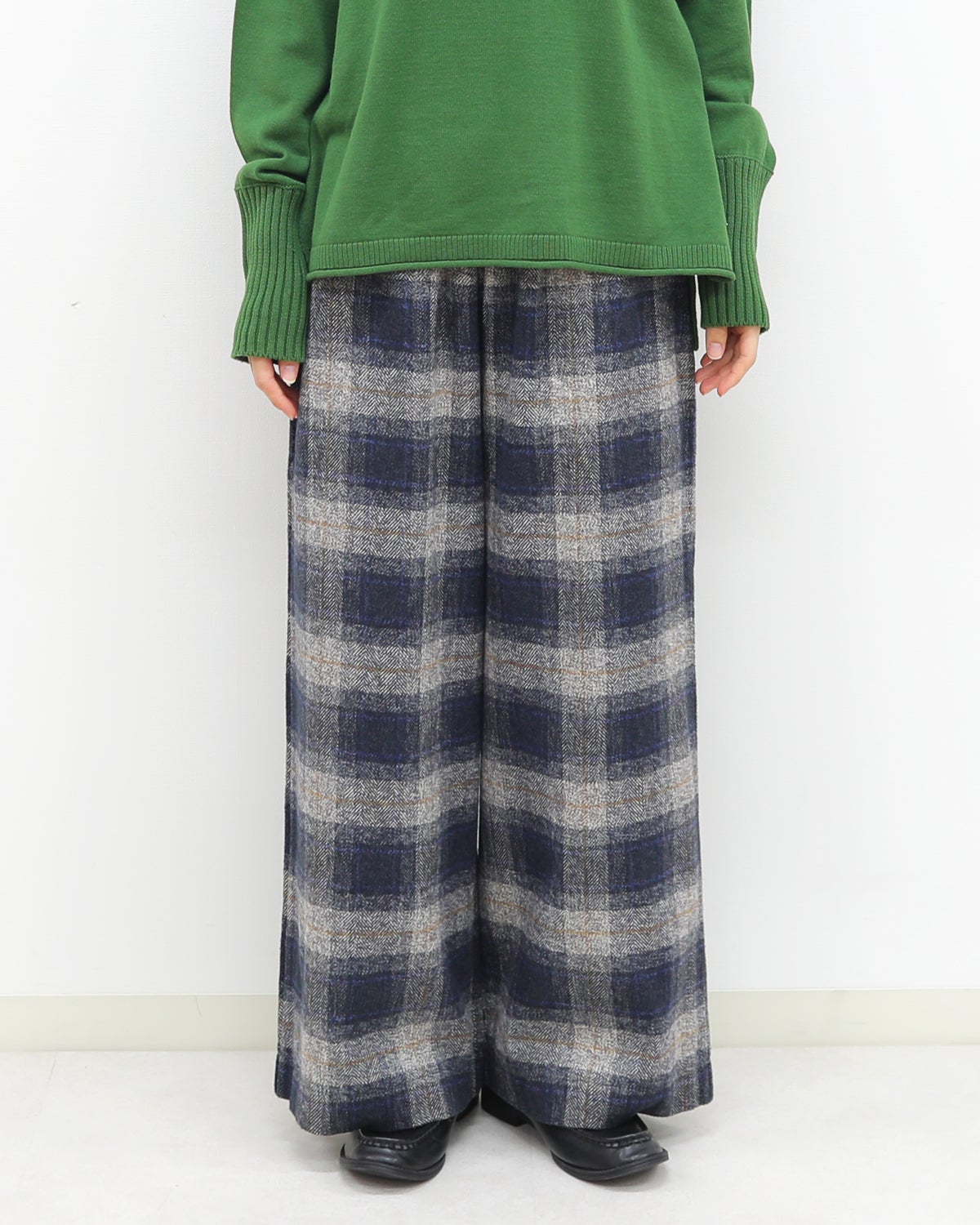 ［mao made］表微起毛コットンチェックパンツ