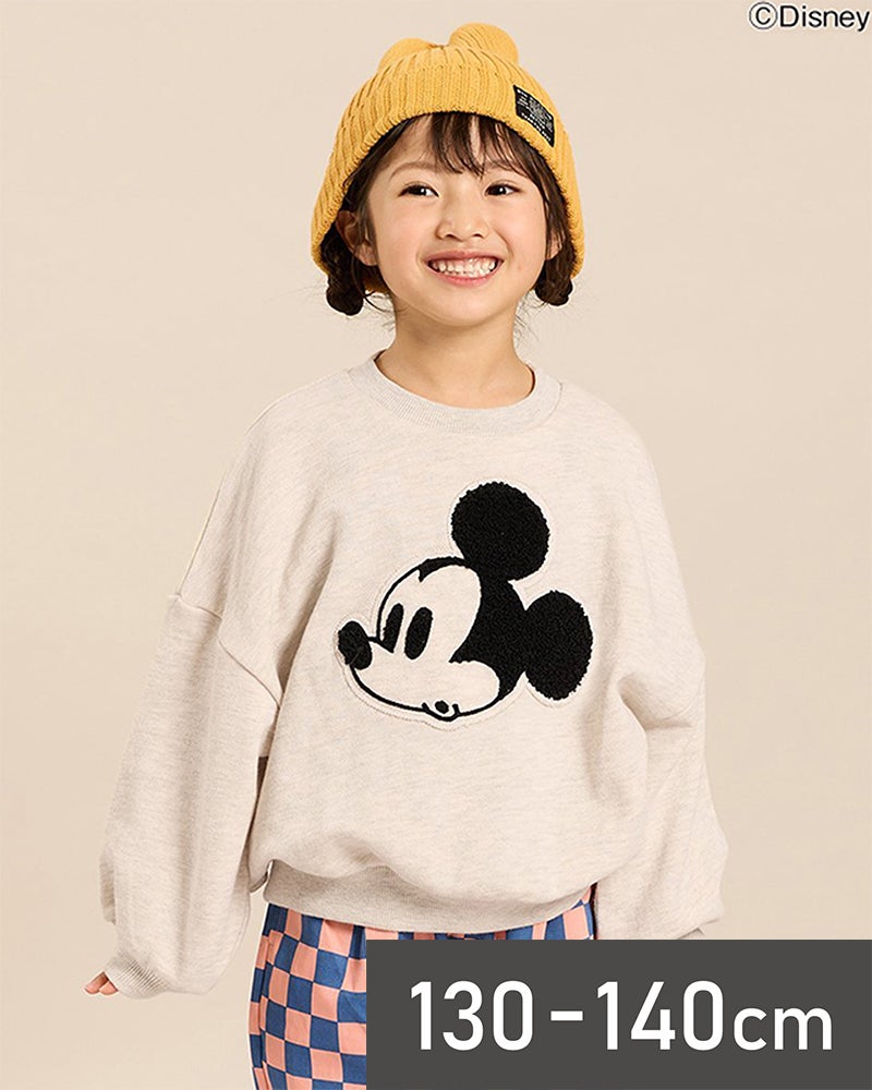 童年人像プリントヴィンテージ加工スプレーウォッシュ 400Gコットン トレーナー F.O.KIDS］ディズニーキャラクター ミッキーサガラアップリケ