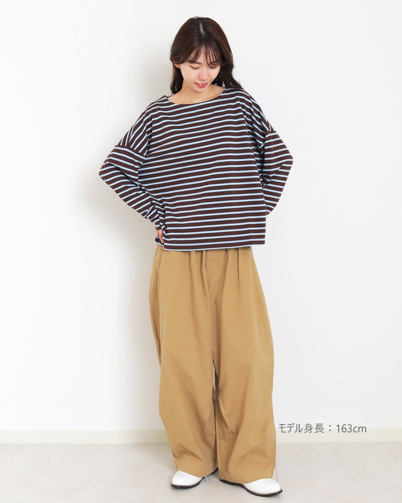 ［ON SEVEN DAYS］ボーダー長袖ワイドプルオーバー