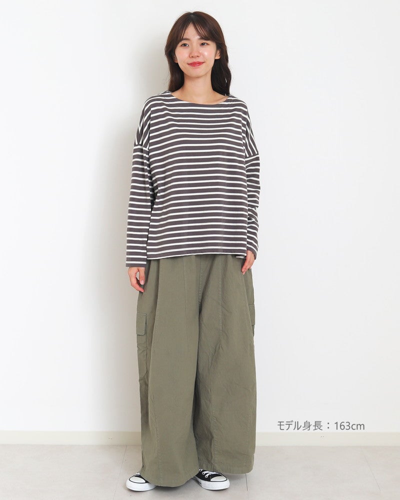 ［ON SEVEN DAYS］ボーダー長袖ワイドプルオーバー
