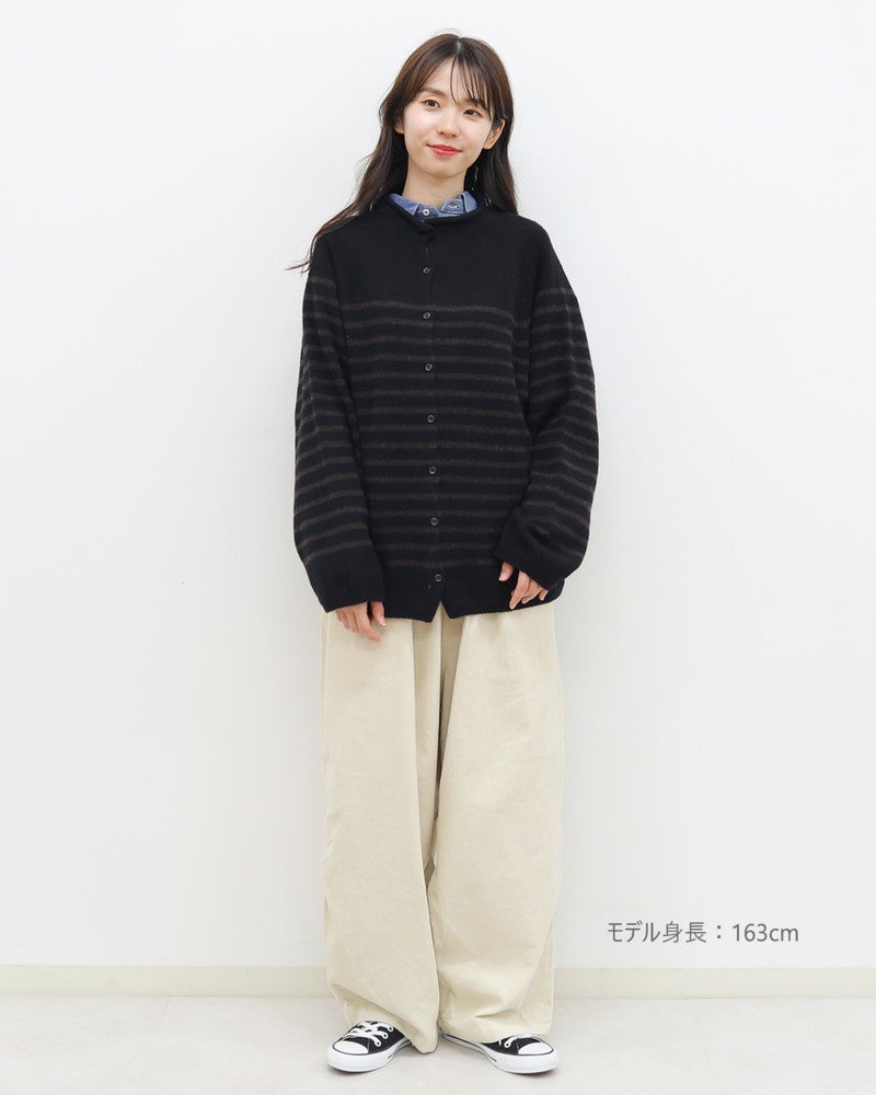 ［mao made］エアーヤーンコットン2WAYクルンネックプルオーバー ボーダー