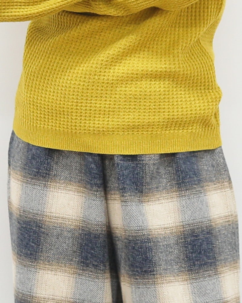 ［mao made］ふわふわワッフルモックネックプルオーバー