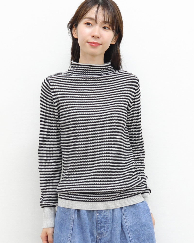 ［mao made］ふわふわワッフルモックネックプルオーバー